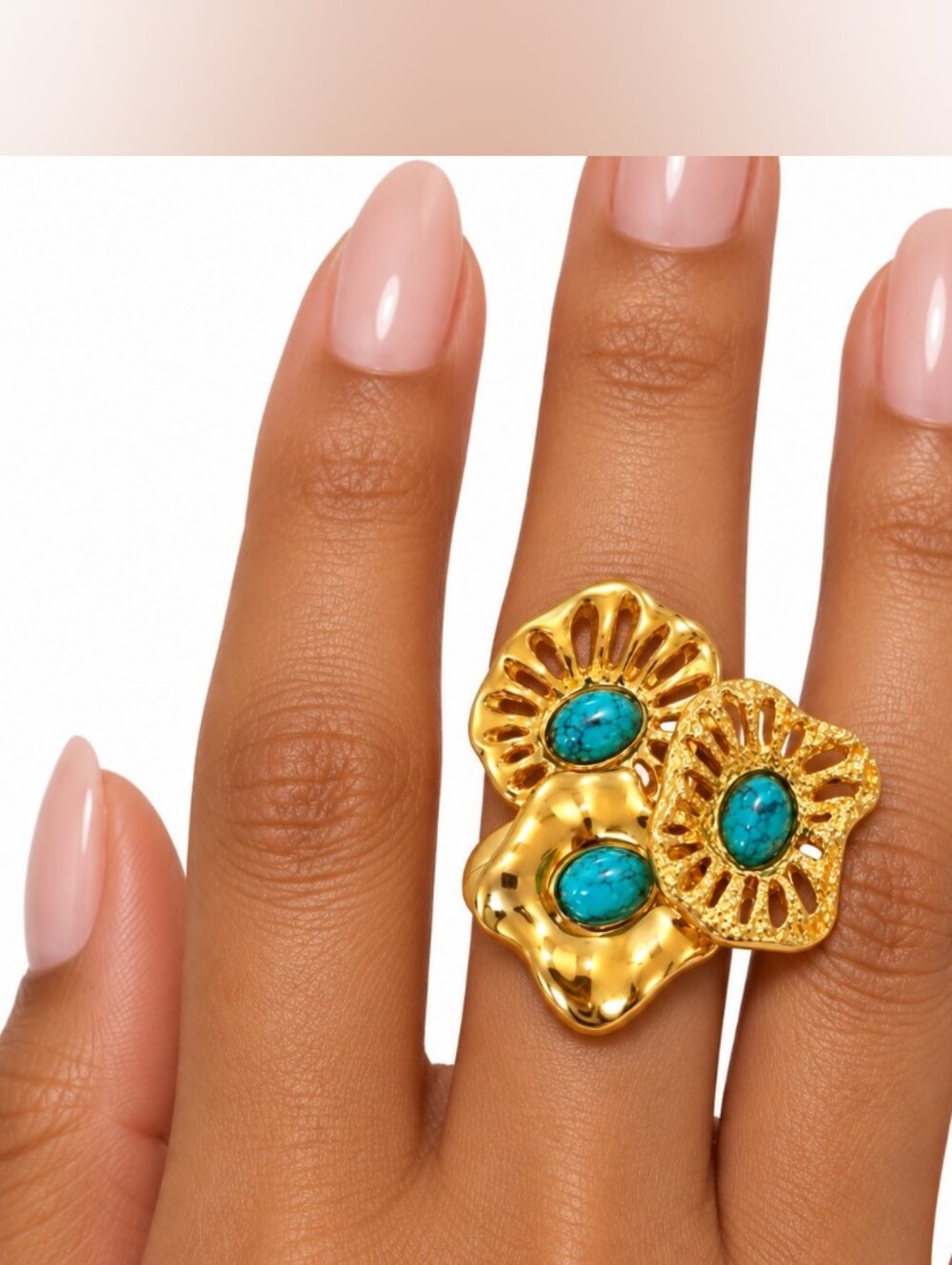 gold turquoise statement ring